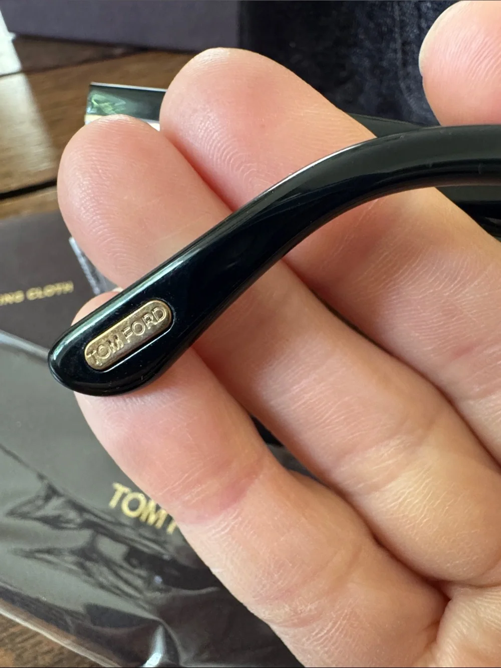 Tom Ford Black Sunglasses with Gold Temple Accents